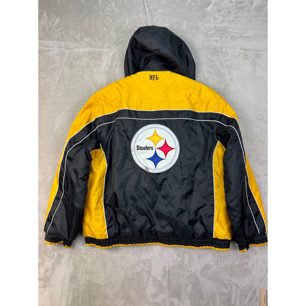 G-III Pittsburgh Steelers Jacket Mens XL Black Yellow Hooded Puffer NFL Parka